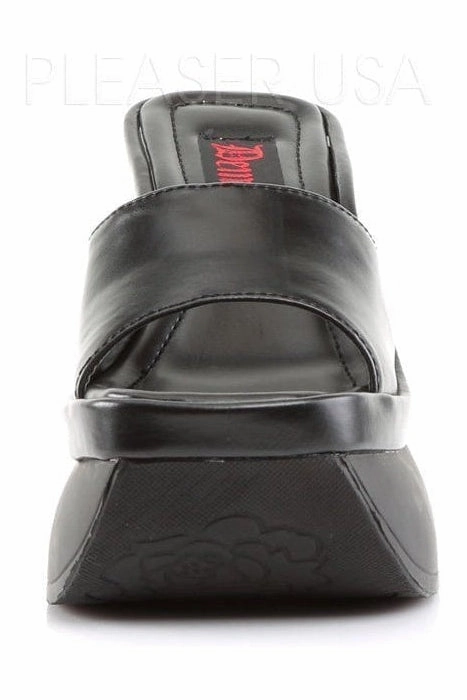 PACE-01 Demonia Wedge | Black Faux Leather