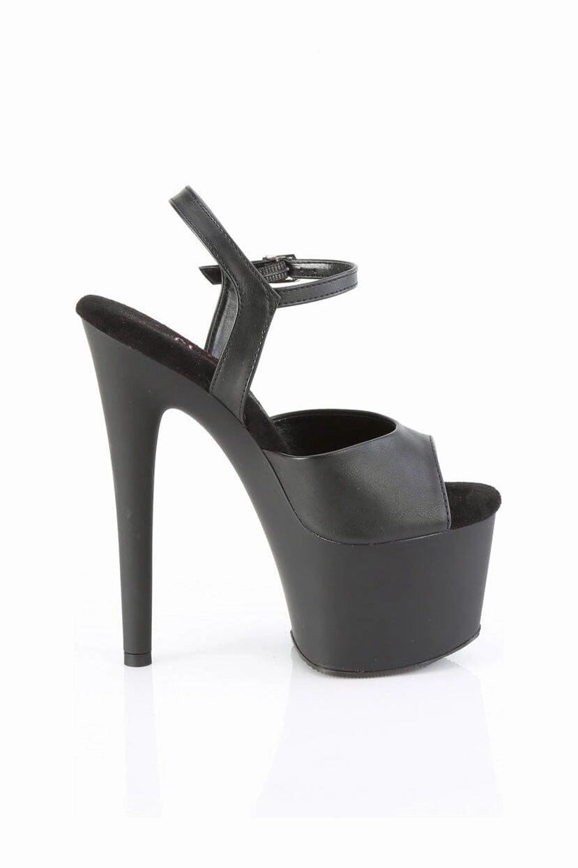 PASSION-709 Black Faux Leather Sandal