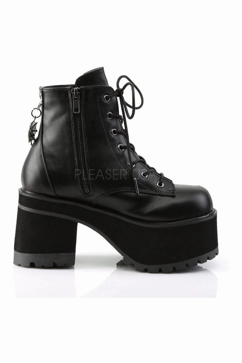 RANGER-105 Demonia Ankle Boot | Black Faux Leather
