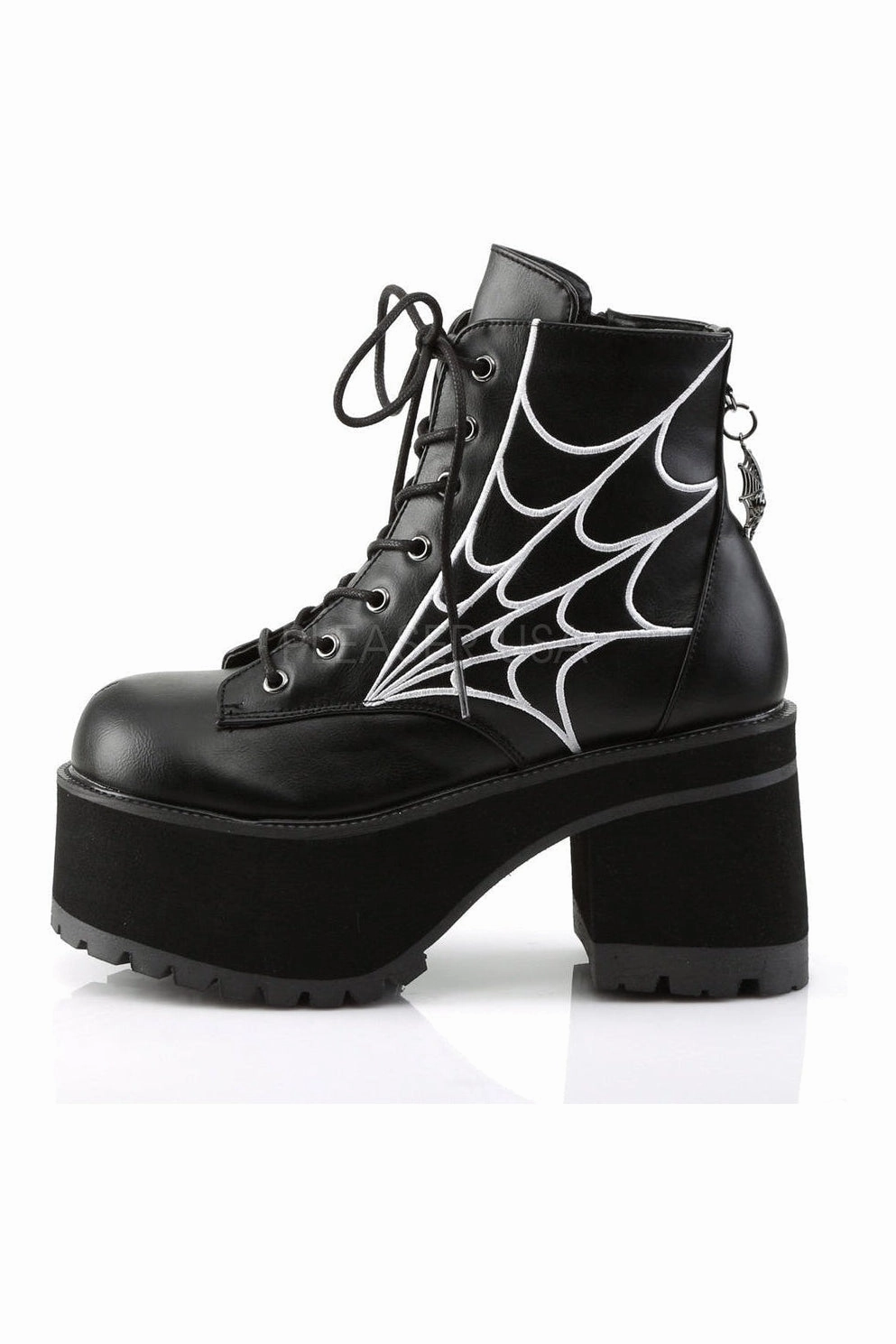 RANGER-105 Demonia Ankle Boot | Black Faux Leather