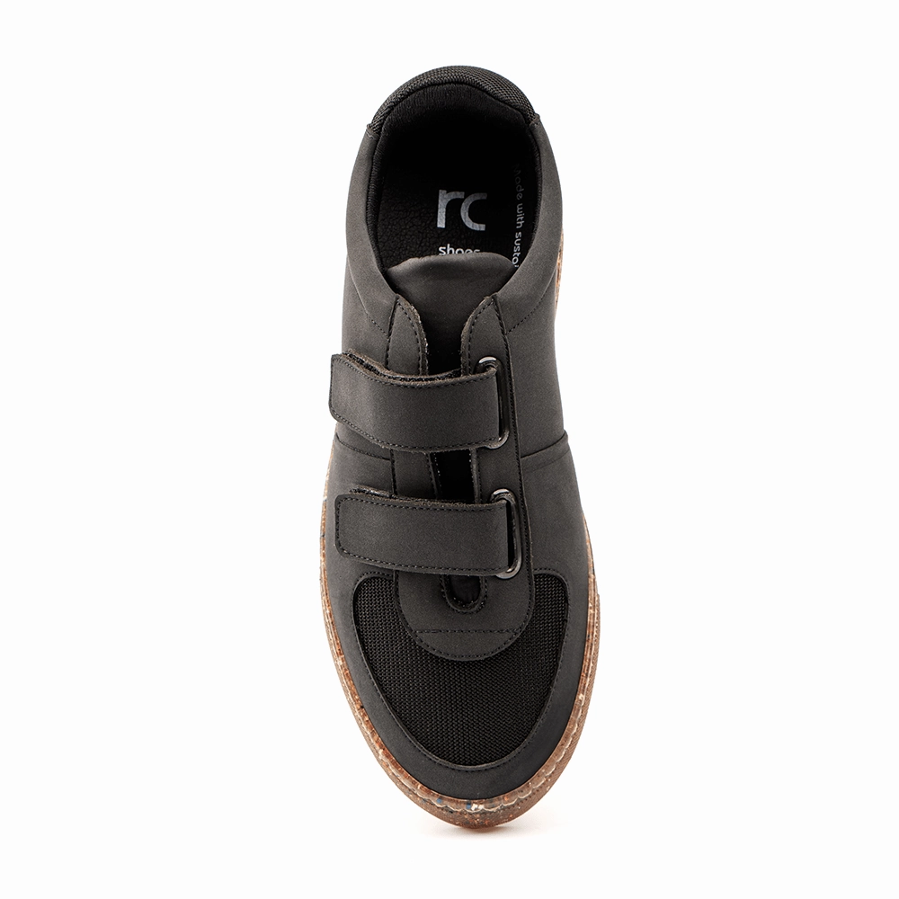 RC Double Velcro Vegan Leather Sneakers | Black