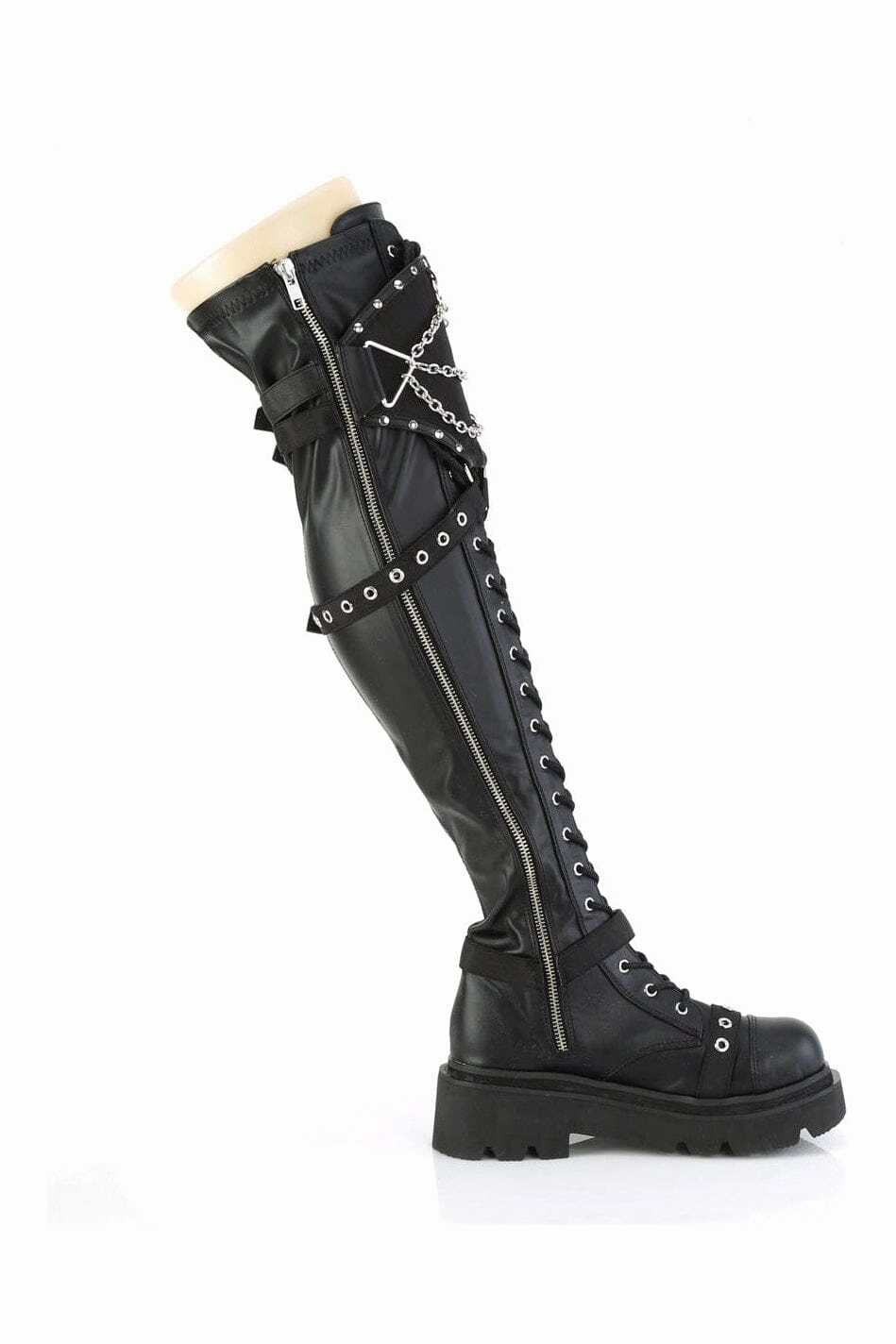 RENEGADE-320 Black Vegan Leather Knee Boot