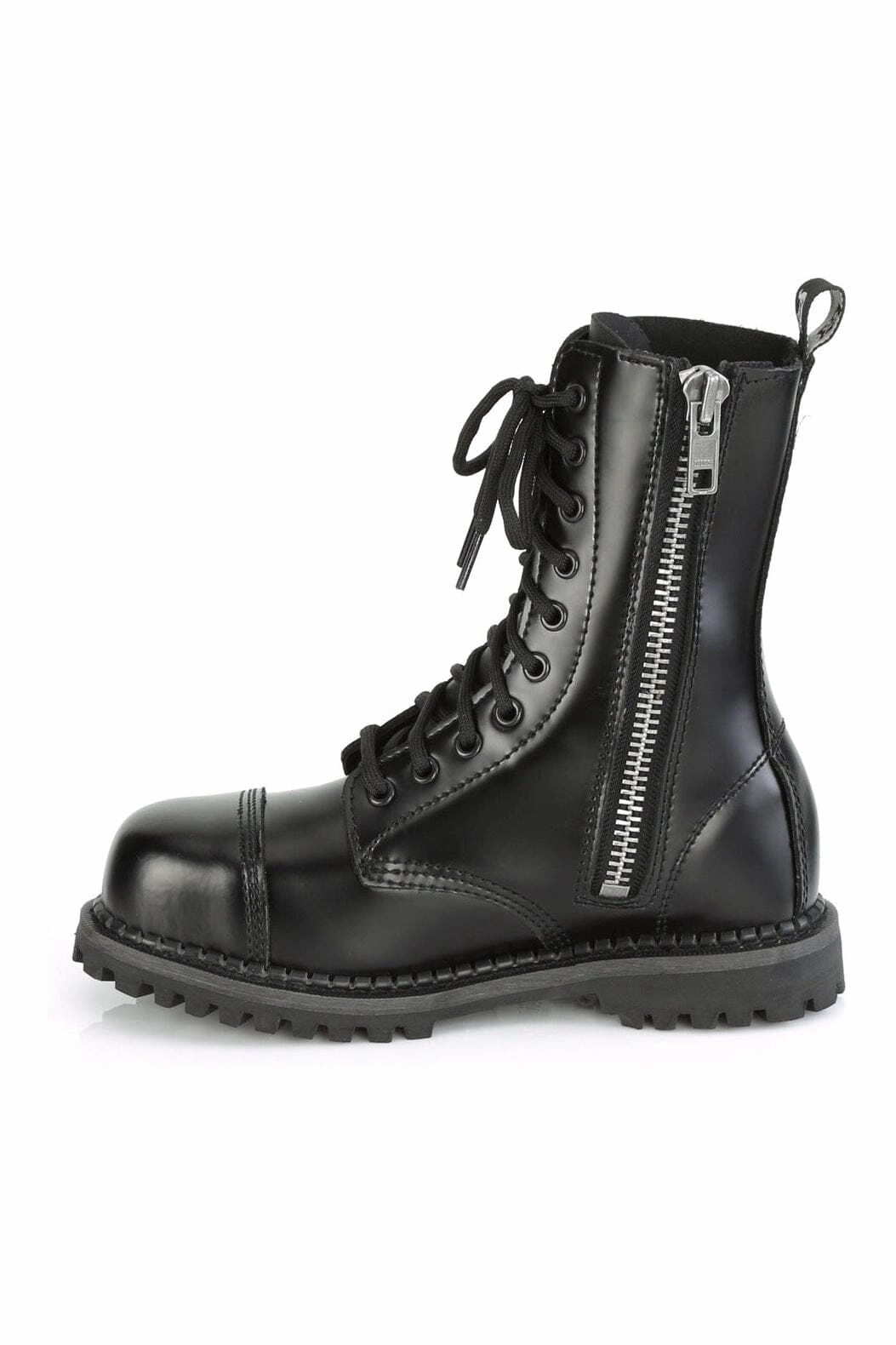 RIOT-10 Black Leather Ankle Boot