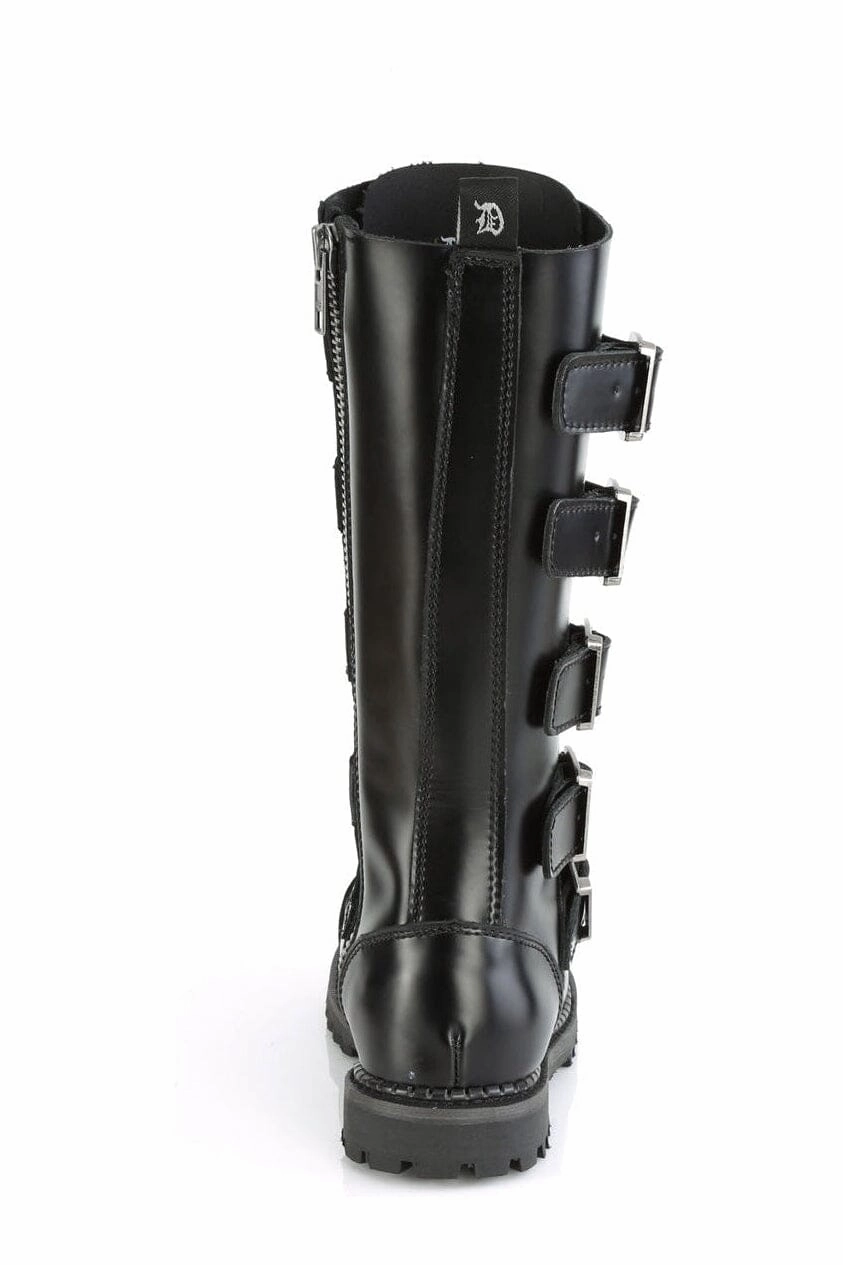 RIOT-18BK Black Leather Knee Boot