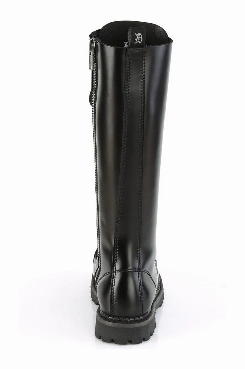 RIOT-20 Black Leather Knee Boot