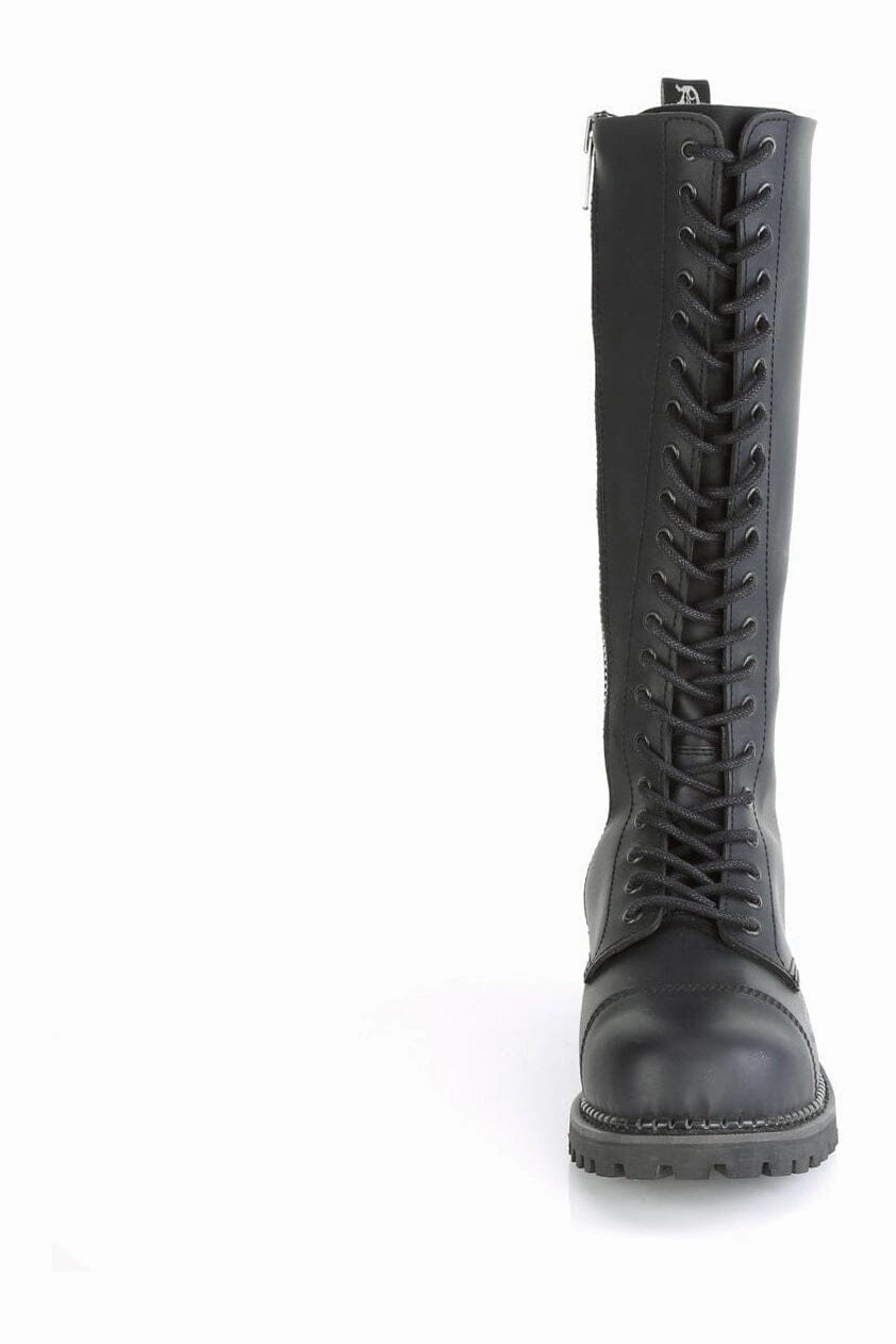 RIOT-20 Black Vegan Leather Knee Boot