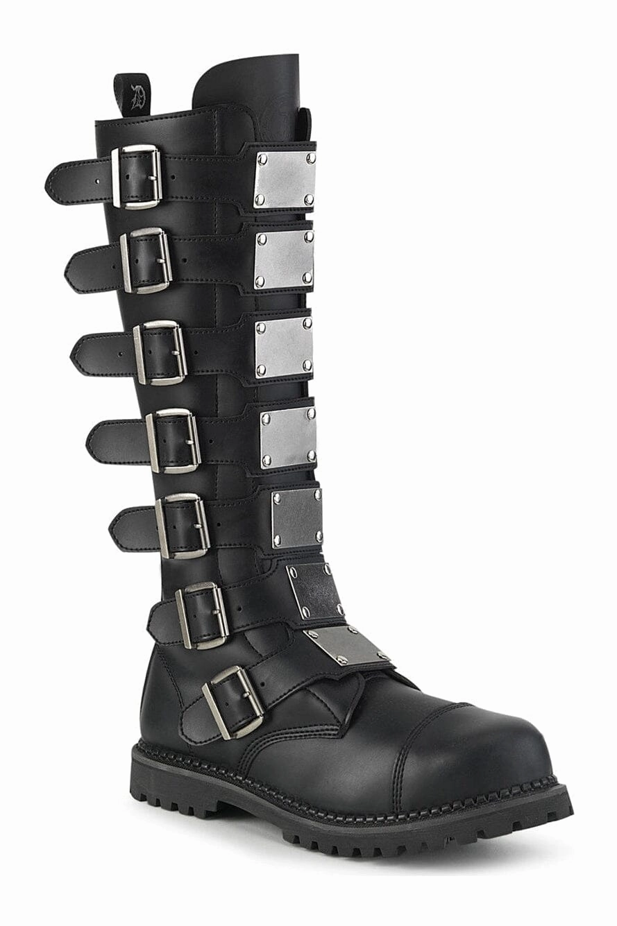 RIOT-21MP Black Vegan Leather Knee Boot