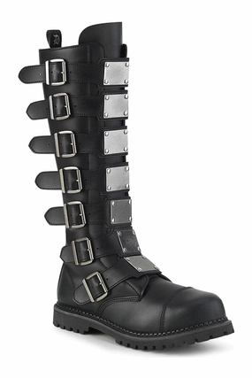 RIOT-21MP Black Vegan Leather Knee Boot