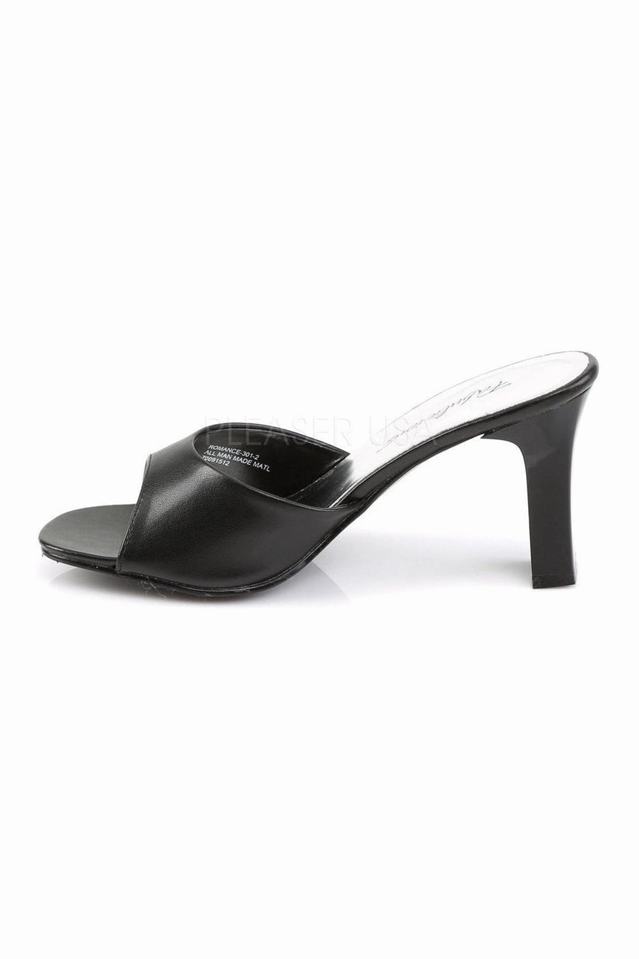 ROMANCE-301-2 Slide | Black Faux Leather