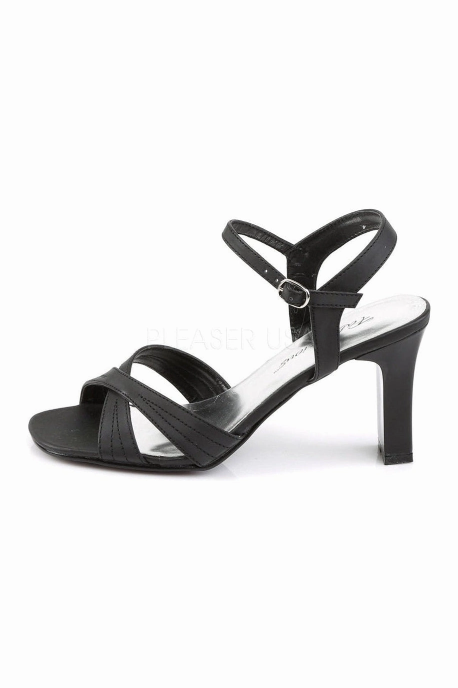 ROMANCE-313 Sandal | Black Faux Leather