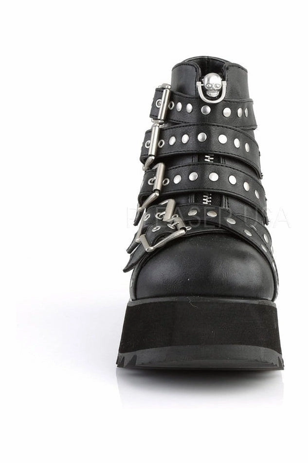 SCENE-30 Demonia Wedge | Black Faux Leather
