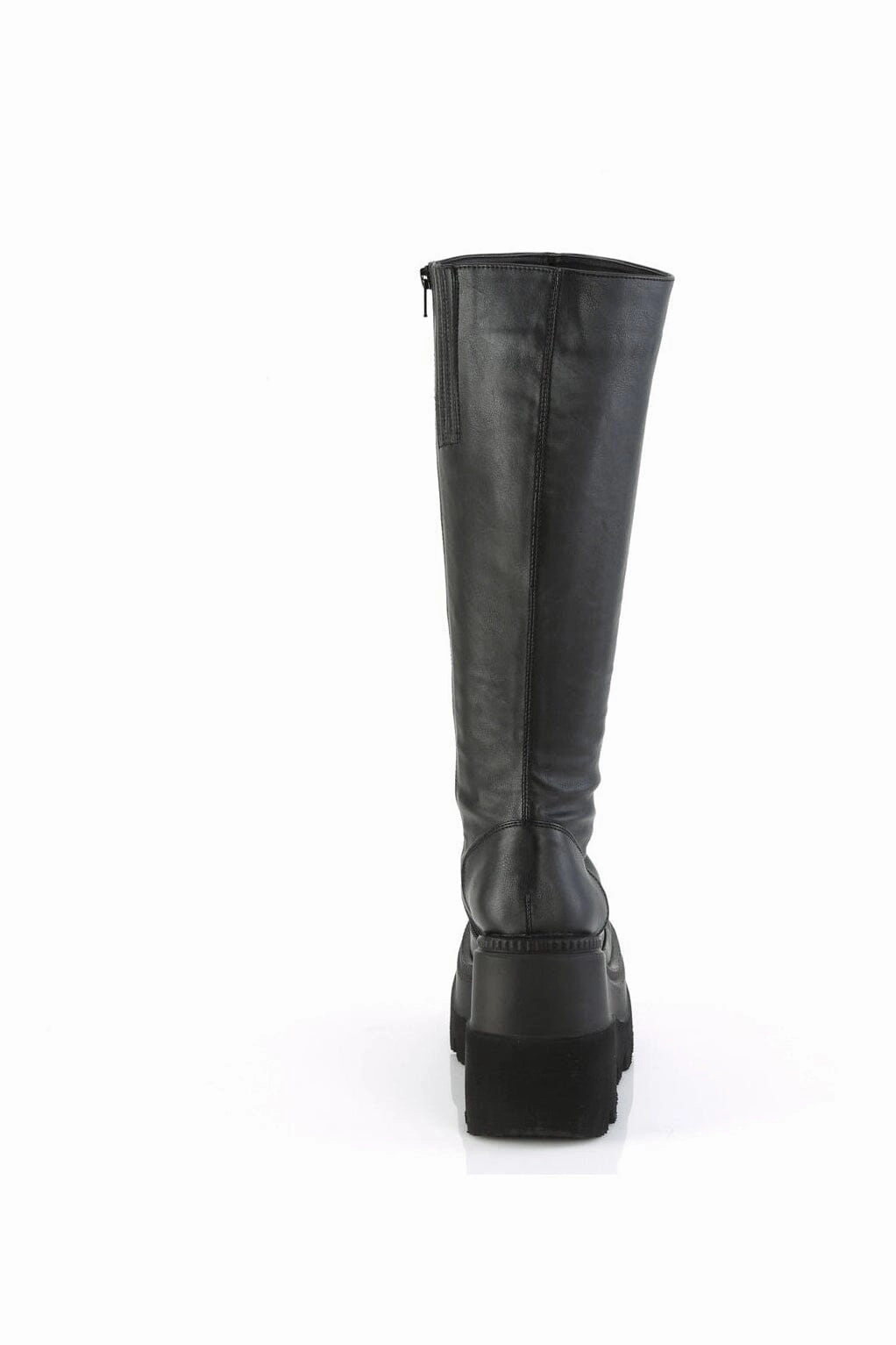 SHAKER-100WC Black Vegan Leather Knee Boot