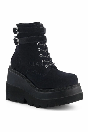 SHAKER-52 Demonia Wedge | Black Velvet