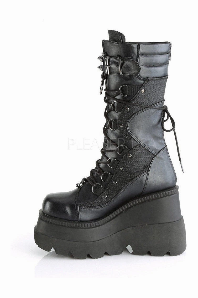 SHAKER-70 Combat Boot | Black Faux Leather