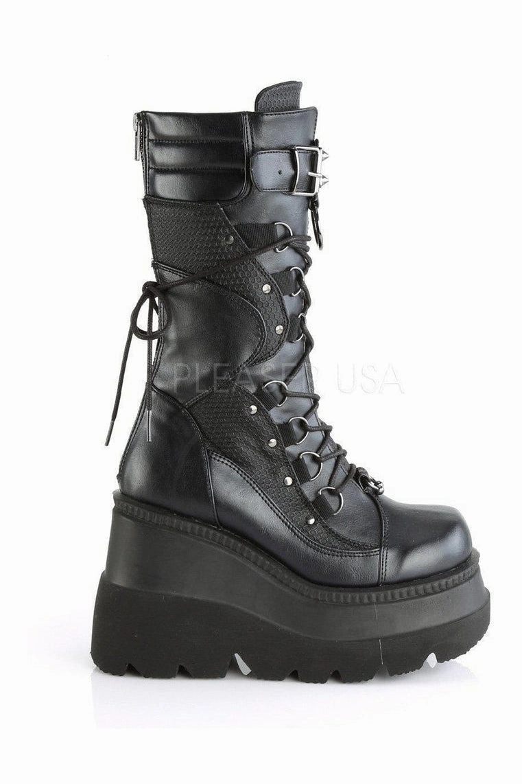 SHAKER-70 Combat Boot | Black Faux Leather