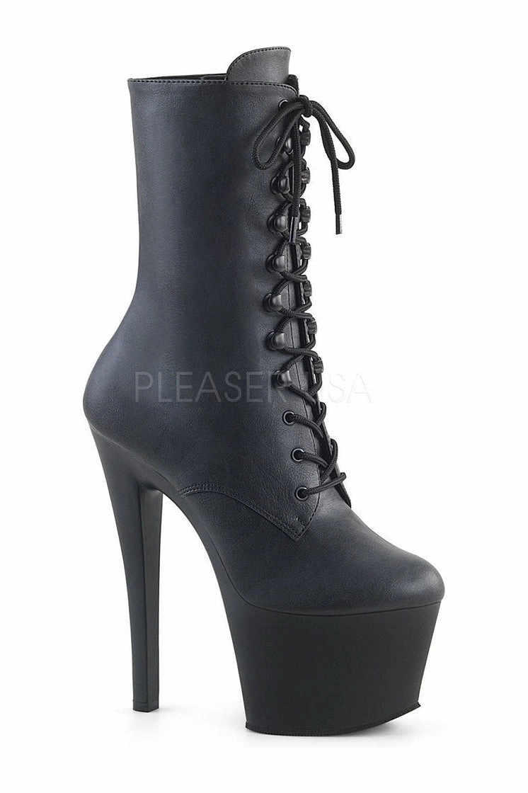 SKY-1020 Platform Boot  | Black Faux Leather