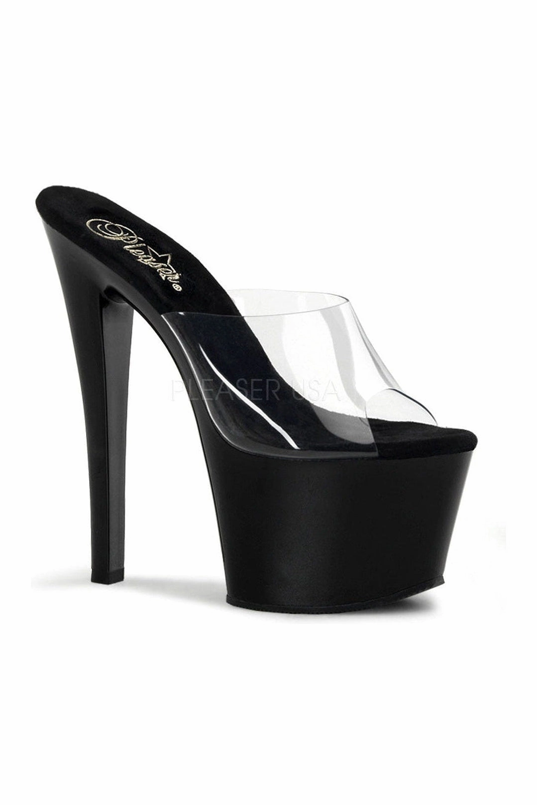SKY-301 Platform Sandal  | Black Vinyl