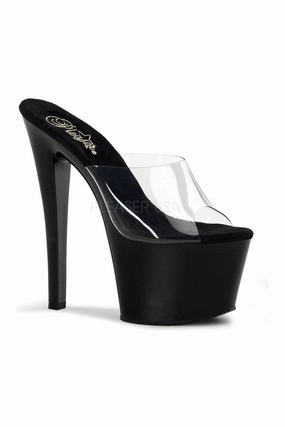 SKY-301 Platform Sandal  | Black Vinyl