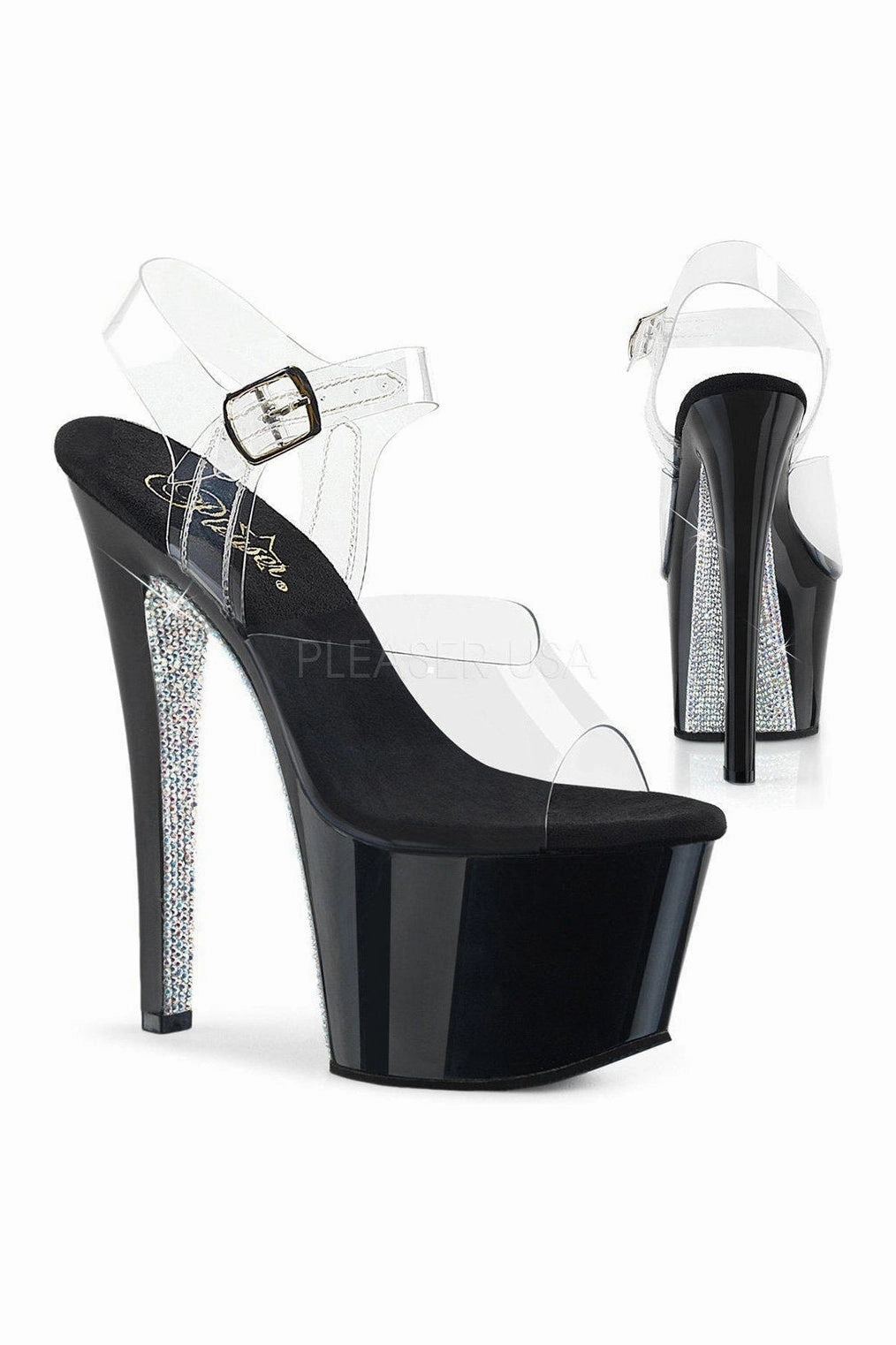 SKY-308CRS Platform Sandals | Black Vinyl