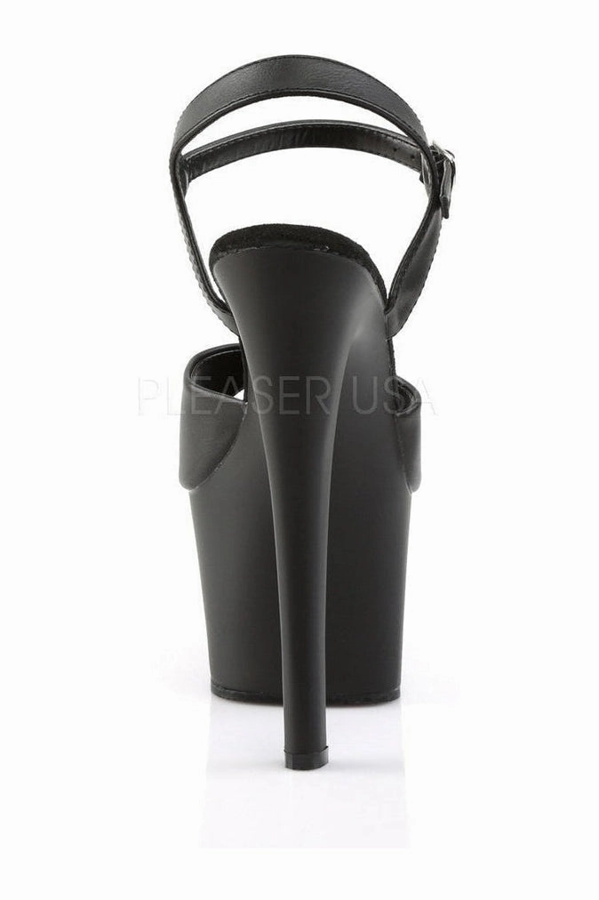 SKY-309 Platform Sandal  | Black Faux Leather