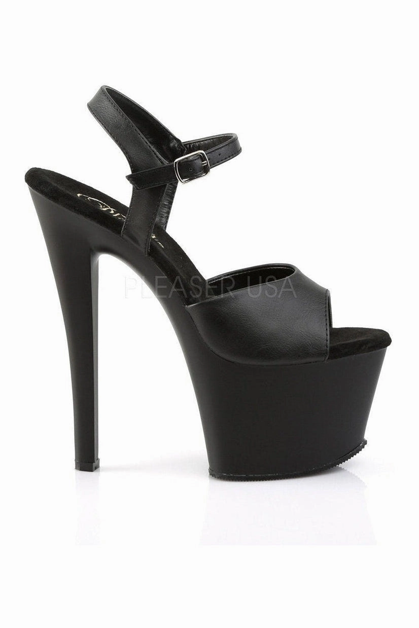 SKY-309 Platform Sandal  | Black Faux Leather