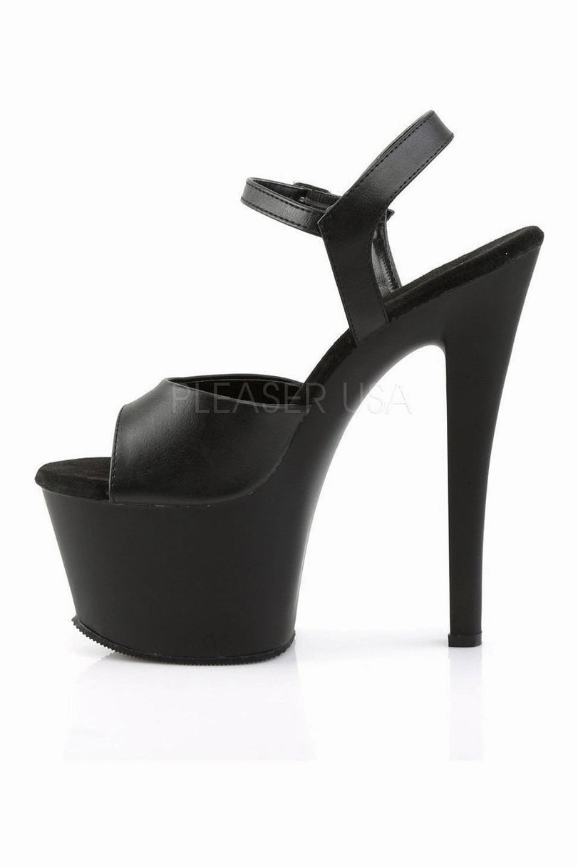 SKY-309 Platform Sandal  | Black Faux Leather