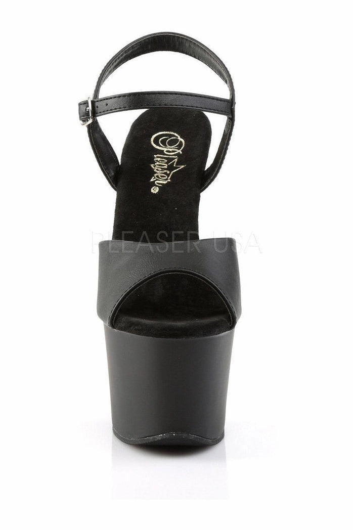 SKY-309 Platform Sandal  | Black Faux Leather
