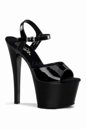 SKY-309 Platform Sandal  | Black Patent