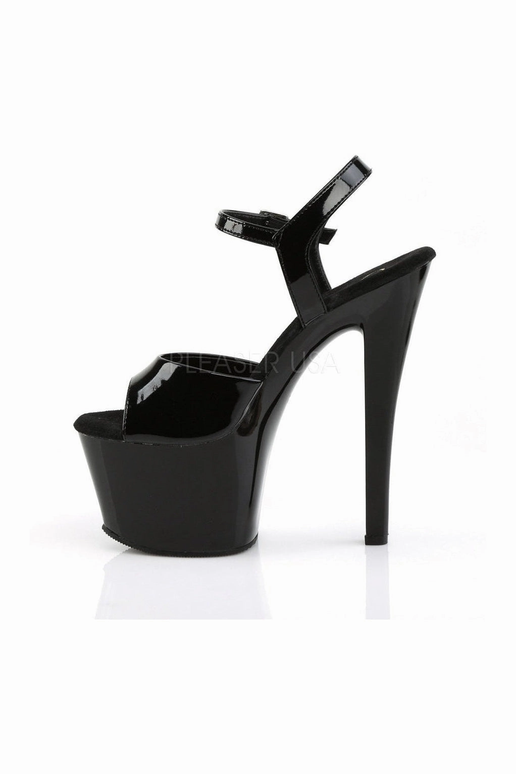 SKY-309 Platform Sandal  | Black Patent