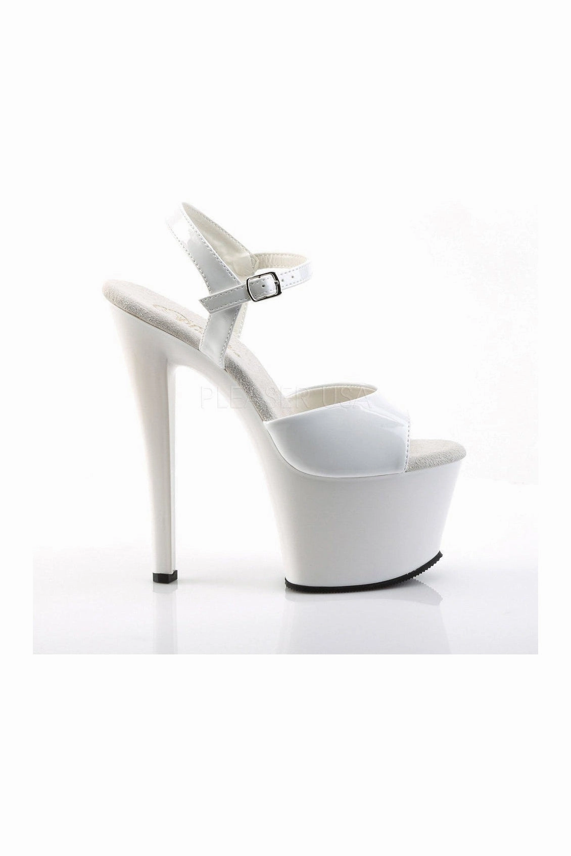SKY-309 Platform Sandal  | White Patent