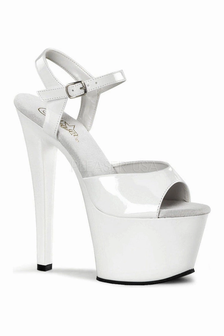 SKY-309 Platform Sandal  | White Patent