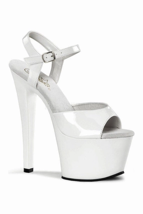 SKY-309 Platform Sandal  | White Patent