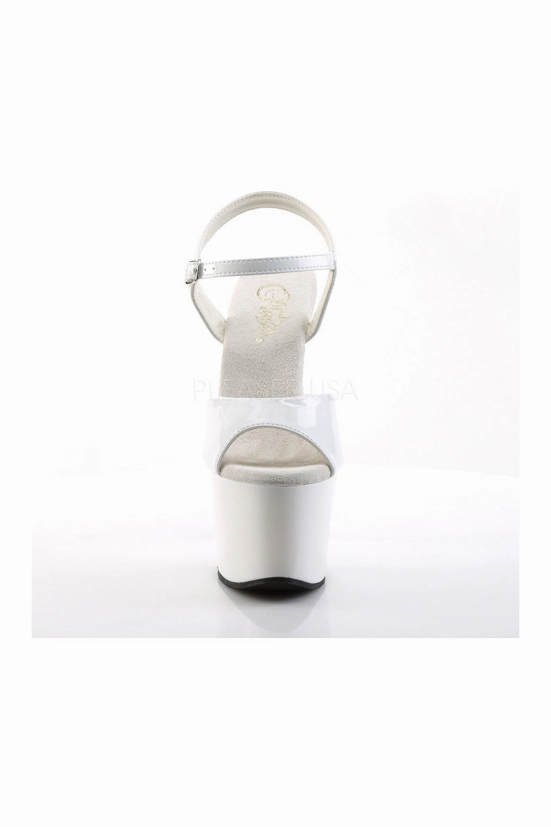 SKY-309 Platform Sandal  | White Patent