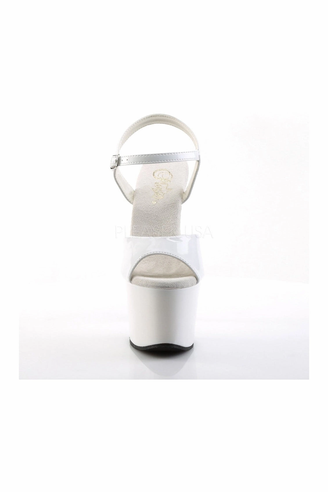 SKY-309 Platform Sandal  | White Patent