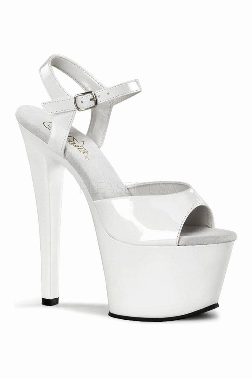 SKY-309 Platform Sandal  | White Patent