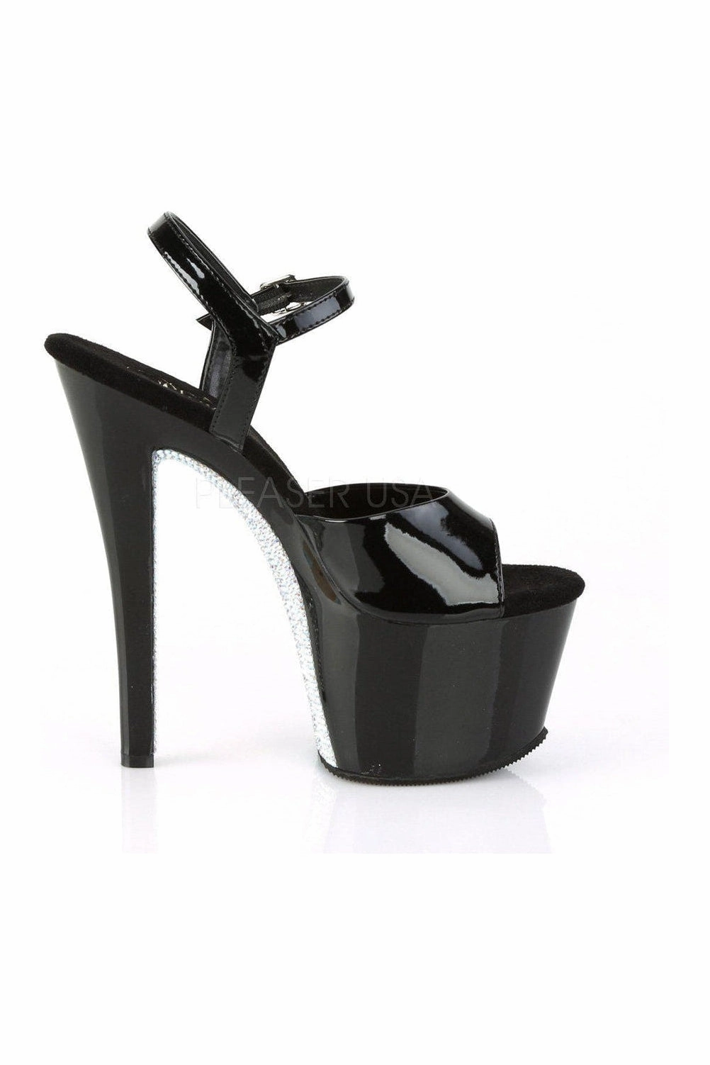 SKY-309CRS Platform Sandal  | Black Patent