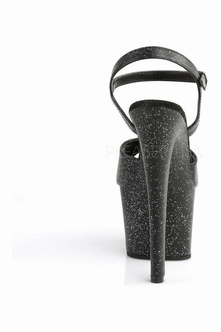 SKY-309MMG Platform Sandal  | Black Faux Leather