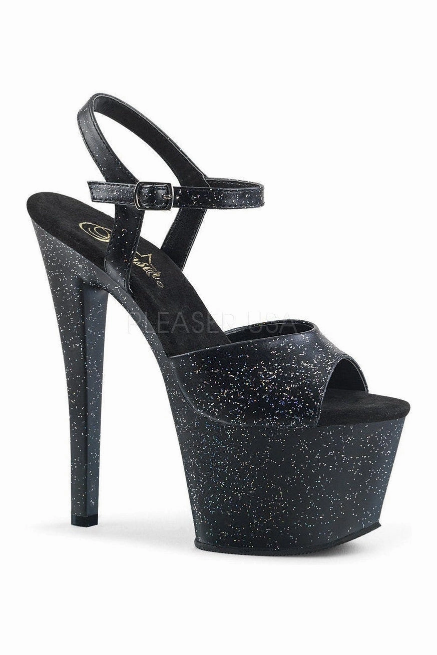 SKY-309MMG Platform Sandal  | Black Faux Leather