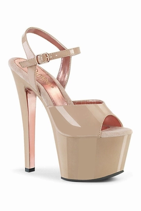 SKY-309TT Platform Sandal | Nude Patent