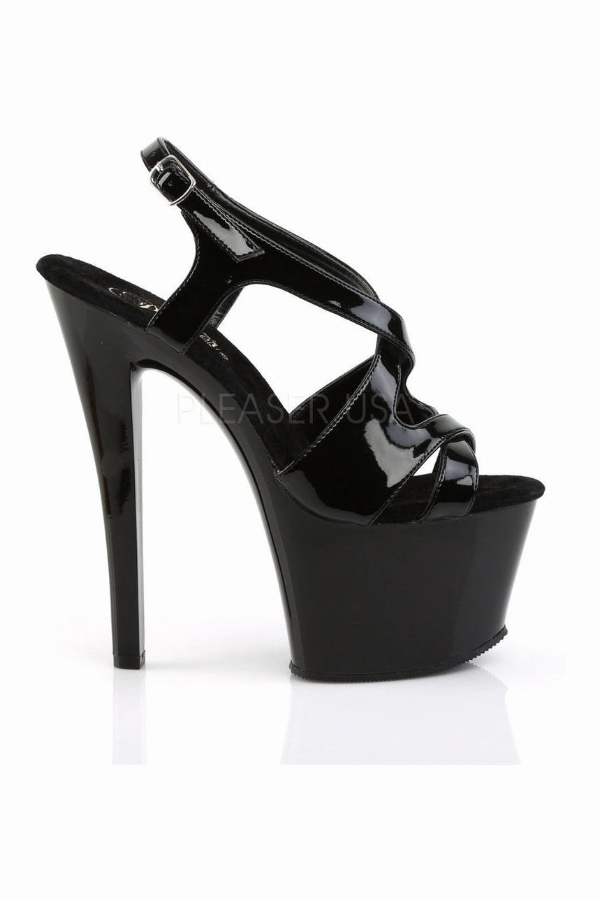 SKY-330 Platform Sandal  | Black Patent