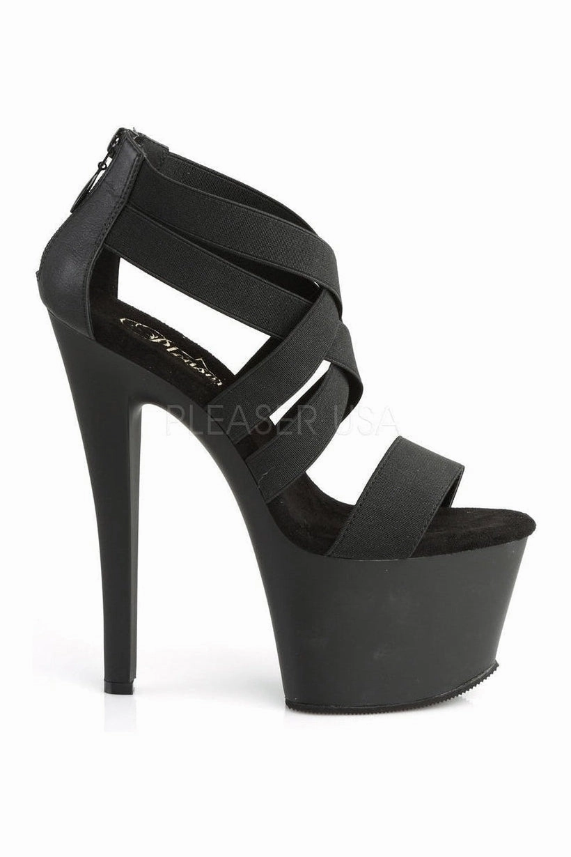 SKY-369 Platform Sandal  | Black elastic