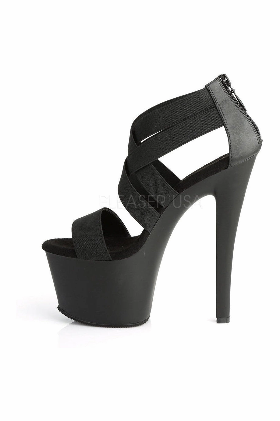 SKY-369 Platform Sandal  | Black elastic
