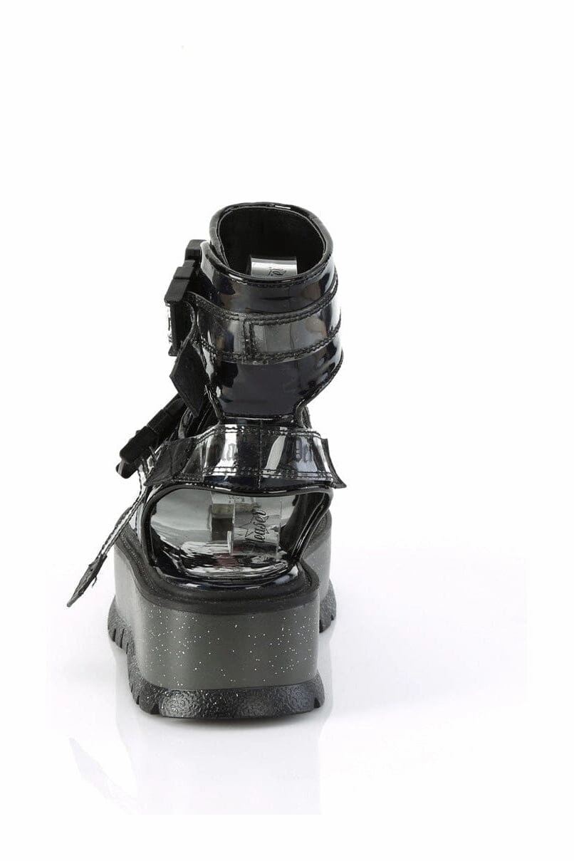 SLACKER-15B Black Hologram Patent Sandal