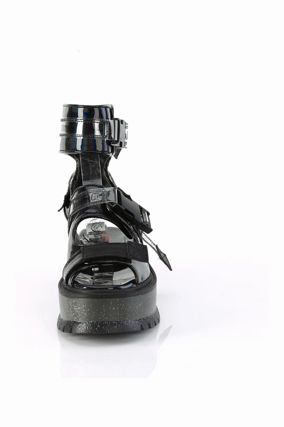 SLACKER-15B Black Hologram Patent Sandal
