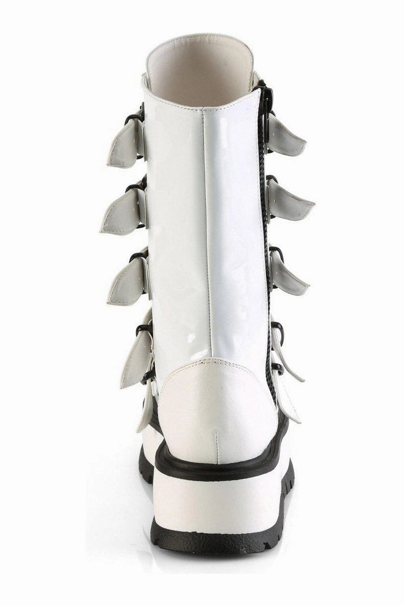 SLACKER-160 Knee Boot | White Patent