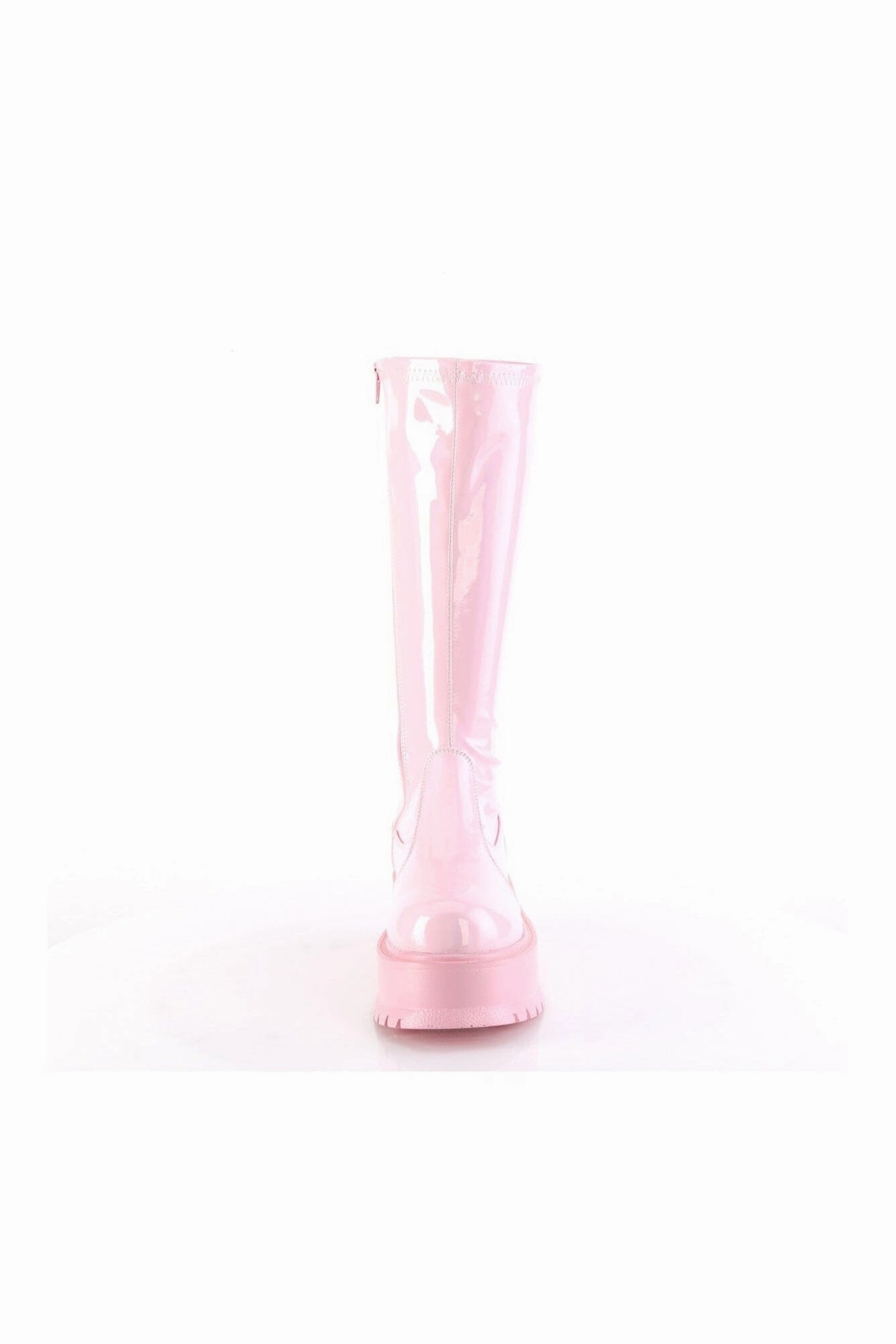 SLACKER-200 Pink Hologram Patent Knee Boot