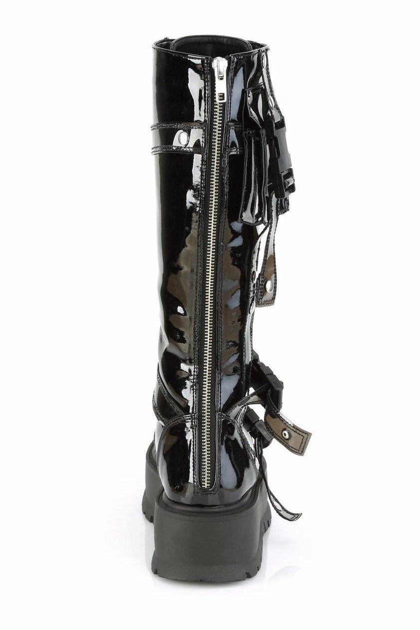 SLACKER-260 Knee Boot | Black Patent