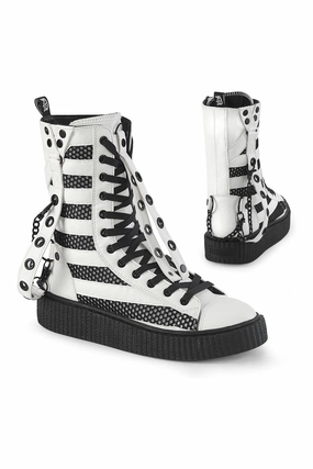 SNEEKER-325 White Vegan Leather Creeper