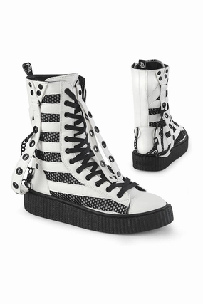 SNEEKER-325 White Vegan Leather Creeper