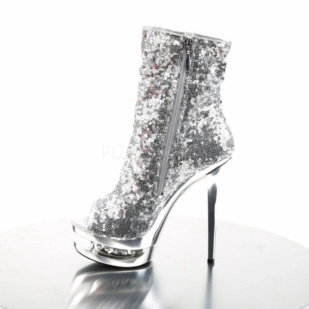 SS-BLONDIE-R-1008 Platform Boot  | Silver Sequins